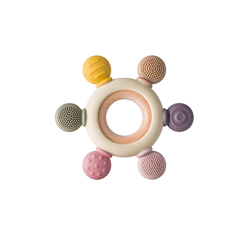 Baby-Silicone-Teether-Toy-BPA-Free-Infant-Wooden-Ring